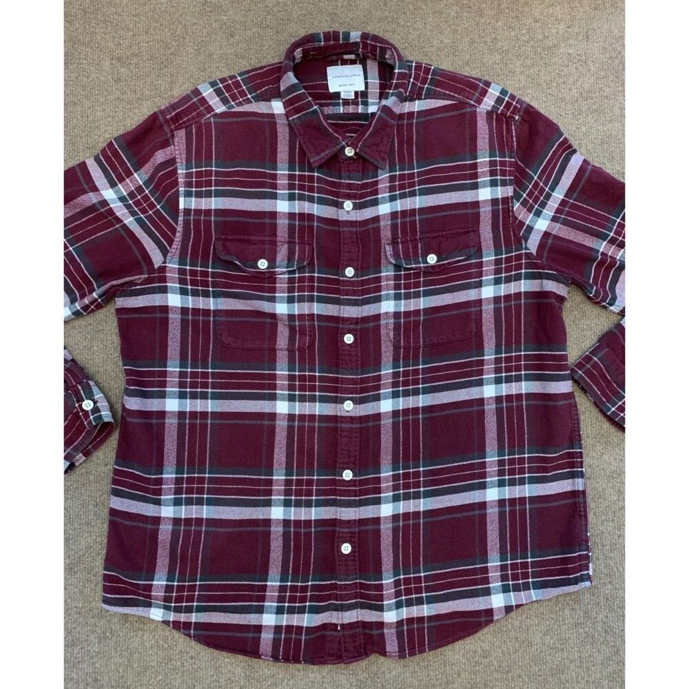 American Eagle Shirt Mens XL Flannel Plaid Super Soft Cotton Long Sleeve